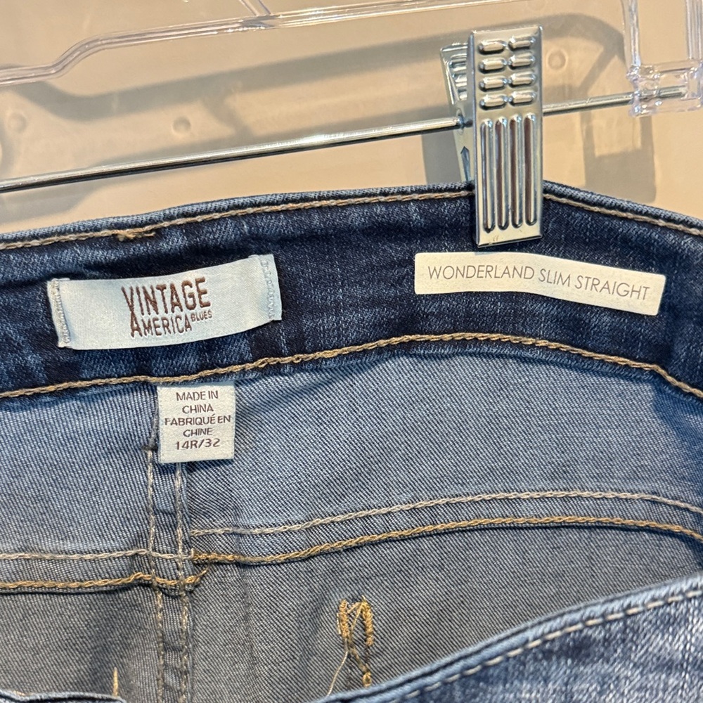 Vintage America WONDERLAND Women's Slim Straight Leg Jeans in Blue Size 14R/32 - Picture 2 of 6